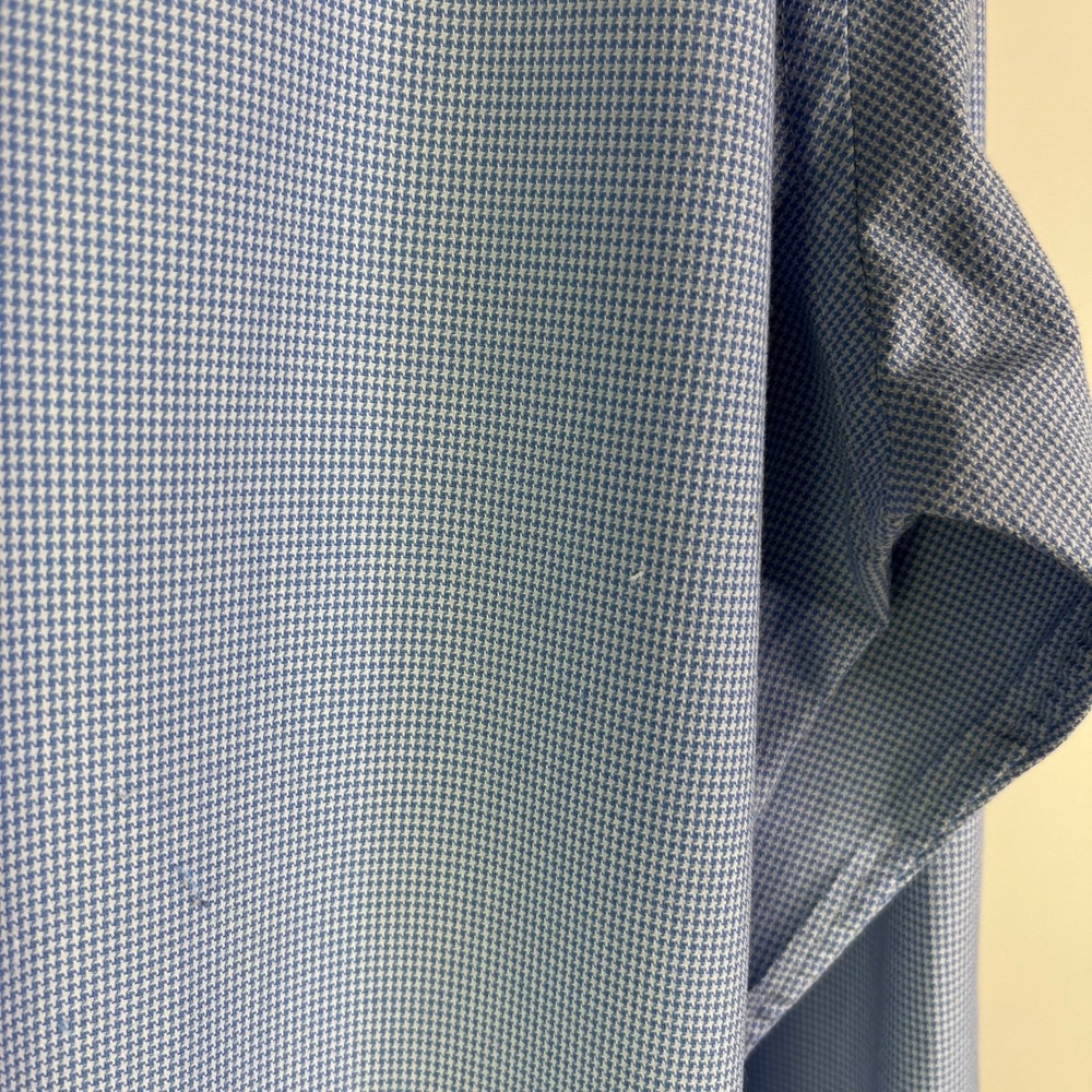 Nordstrom Dress Shirt Mens 17 36-37 Tech-Smart Houndstooth Traditional Fit Blue - Picture 10 of 13